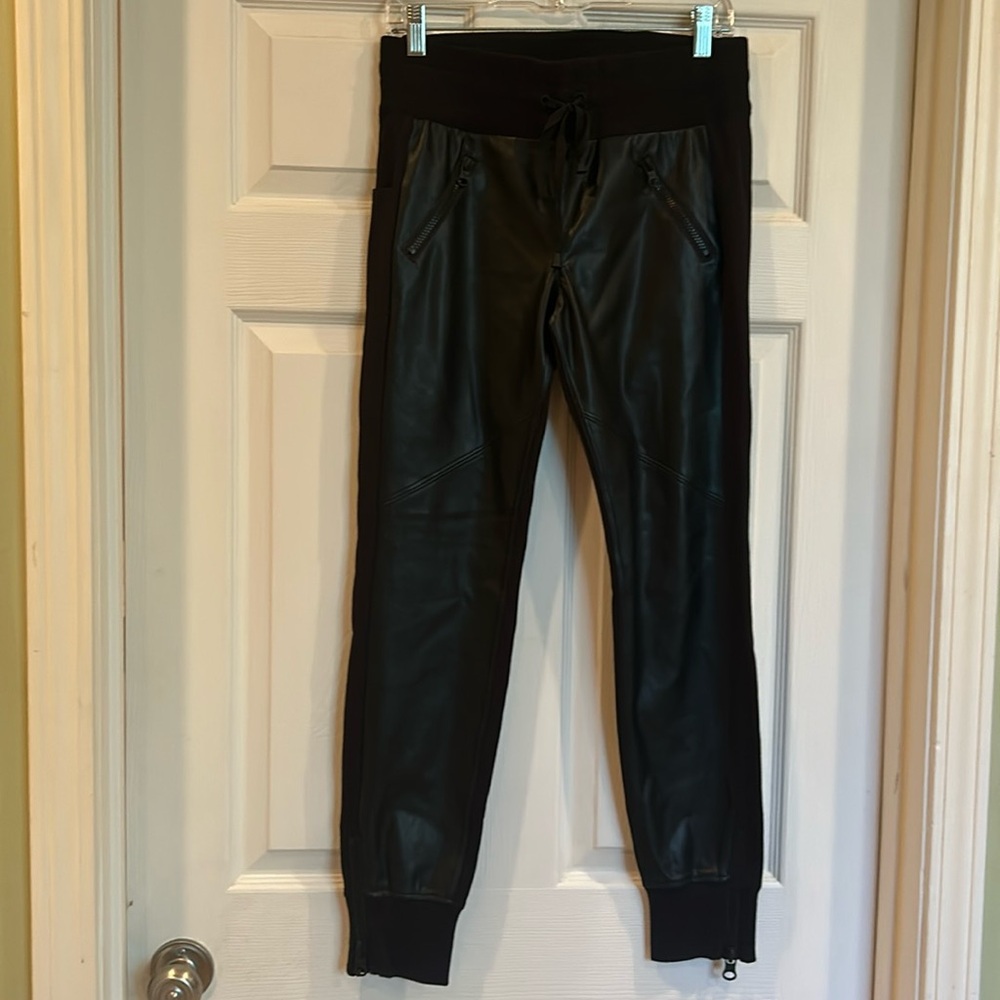 Blanc Noir Faux Leather Joggers size S